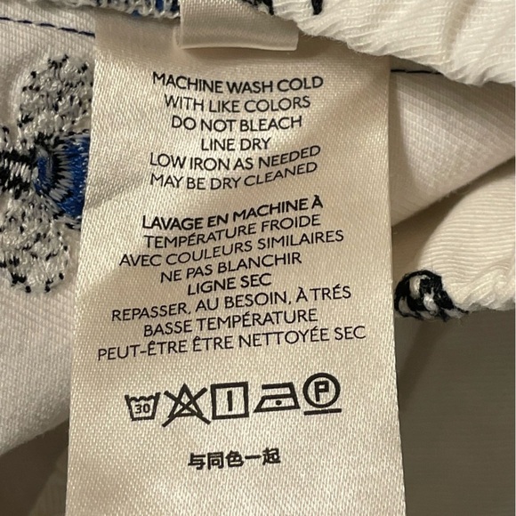 MAEVE by ANTHROPOLOGIE NWOT Classic Bee Print Track Pants in White - Picture 9 of 11